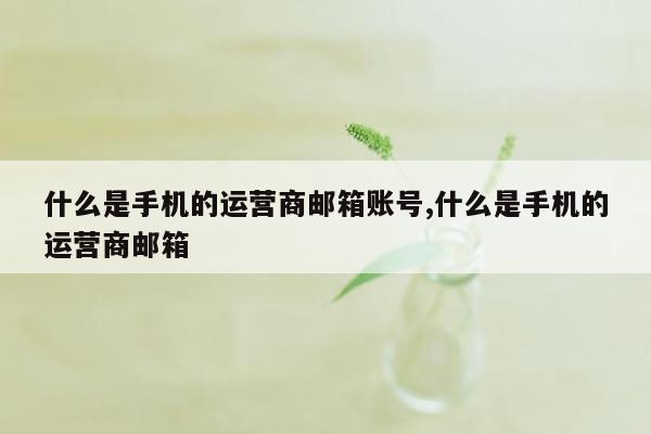 什么是手机的运营商邮箱账号,什么是手机的运营商邮箱