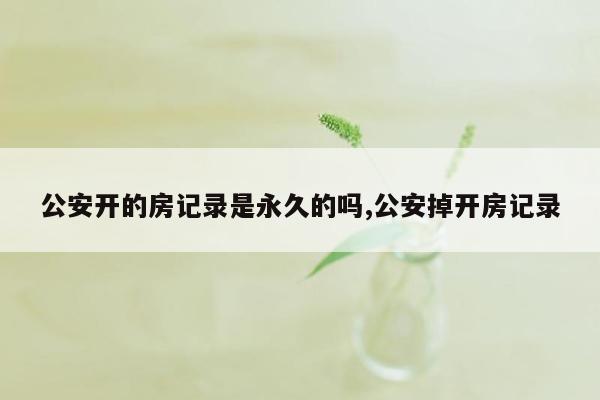 公安开的房记录是永久的吗,公安掉开房记录