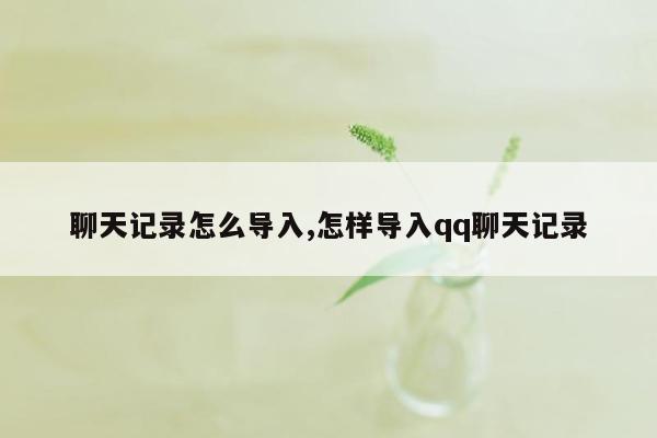 聊天记录怎么导入,怎样导入qq聊天记录