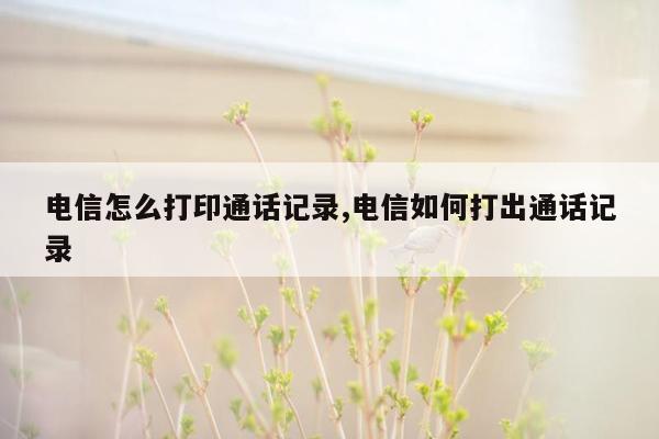 电信怎么打印通话记录,电信如何打出通话记录