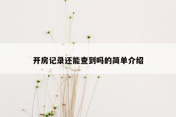 开房记录还能查到吗的简单介绍