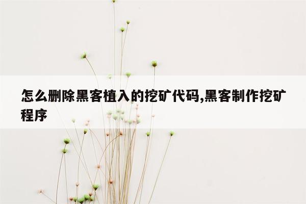 怎么删除黑客植入的挖矿代码,黑客制作挖矿程序