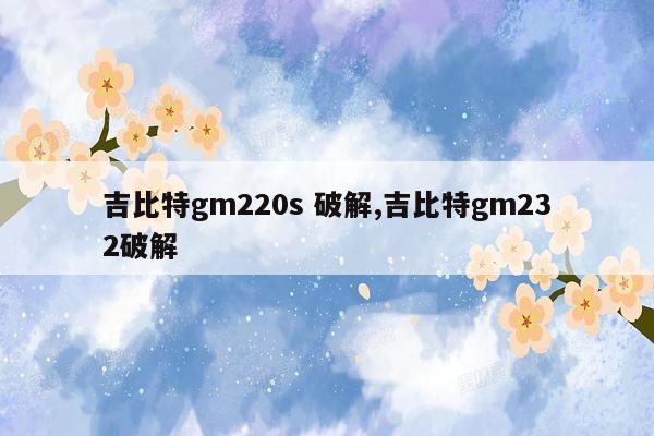 吉比特gm220s 破解,吉比特gm232破解