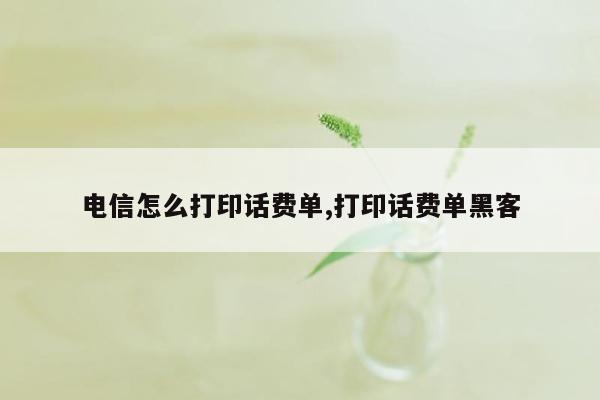 电信怎么打印话费单,打印话费单黑客