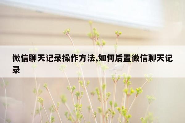 微信聊天记录操作方法,如何后置微信聊天记录