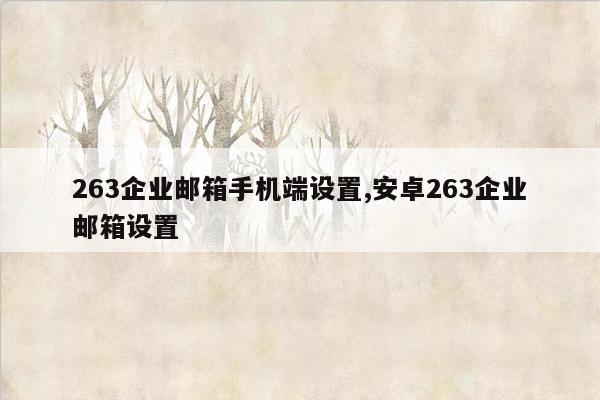 263企业邮箱手机端设置,安卓263企业邮箱设置