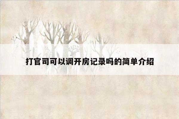 打官司可以调开房记录吗的简单介绍