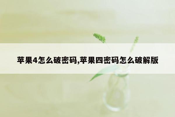 苹果4怎么破密码,苹果四密码怎么破解版