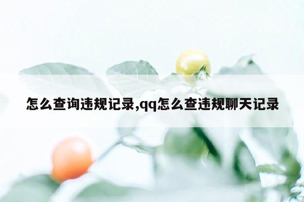 怎么查询违规记录,qq怎么查违规聊天记录