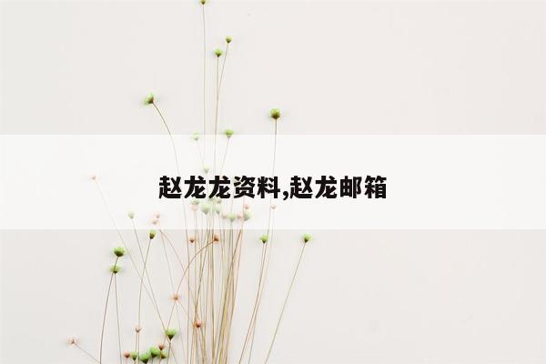 赵龙龙资料,赵龙邮箱