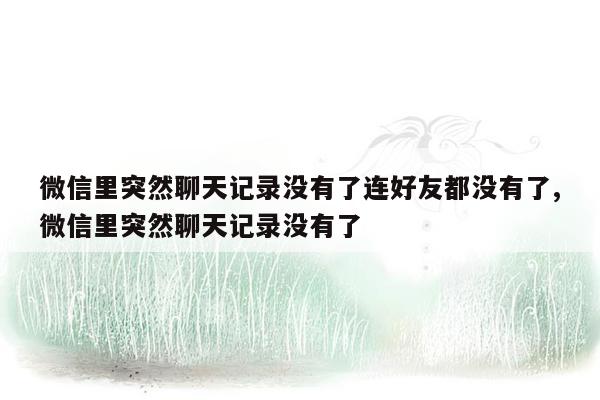 微信里突然聊天记录没有了连好友都没有了,微信里突然聊天记录没有了