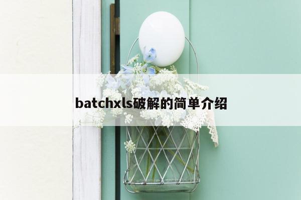 batchxls破解的简单介绍