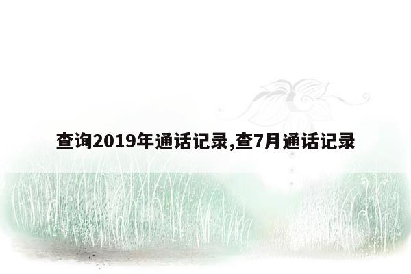 查询2019年通话记录,查7月通话记录