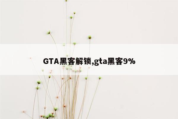 GTA黑客解锁,gta黑客9%