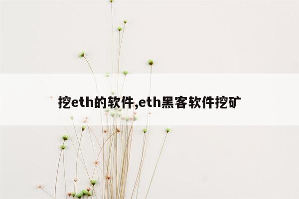 挖eth的软件,eth黑客软件挖矿