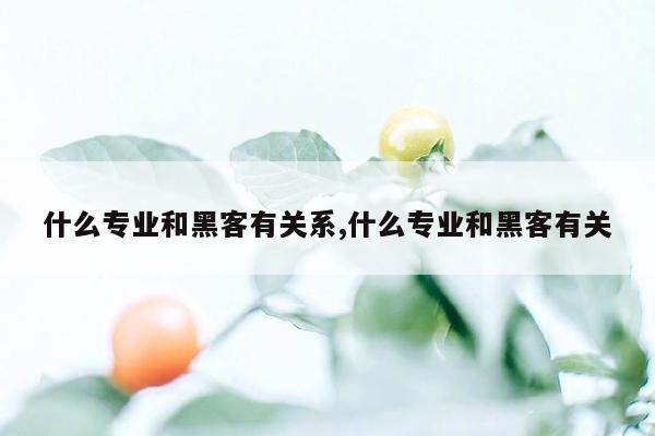 什么专业和黑客有关系,什么专业和黑客有关