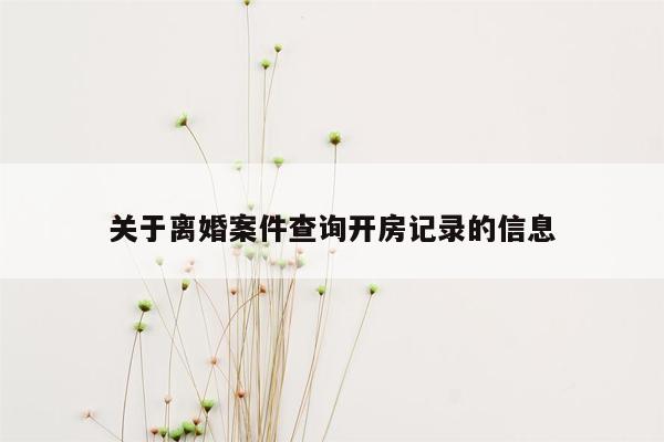 关于离婚案件查询开房记录的信息