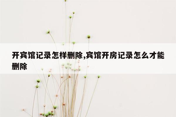 开宾馆记录怎样删除,宾馆开房记录怎么才能删除