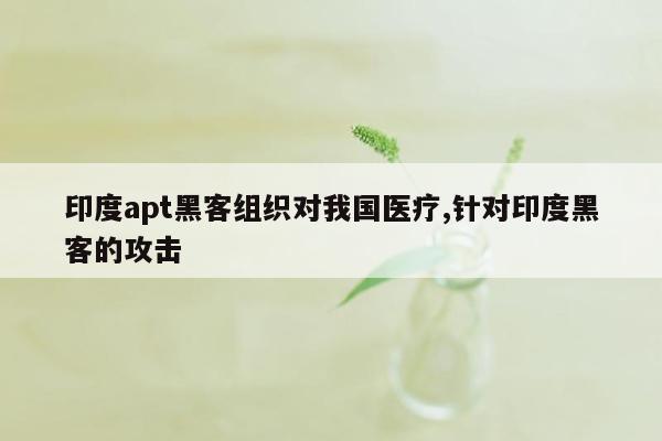 印度apt黑客组织对我国医疗,针对印度黑客的攻击