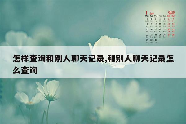 怎样查询和别人聊天记录,和别人聊天记录怎么查询