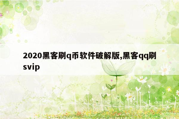 2020黑客刷q币软件破解版,黑客qq刷svip