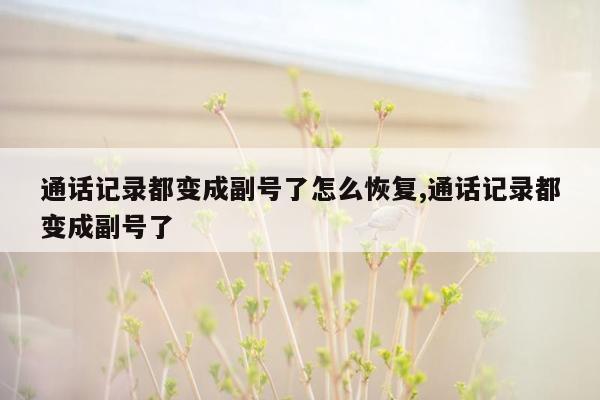 通话记录都变成副号了怎么恢复,通话记录都变成副号了