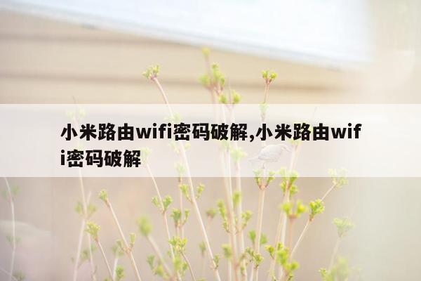 小米路由wifi密码破解,小米路由wifi密码破解