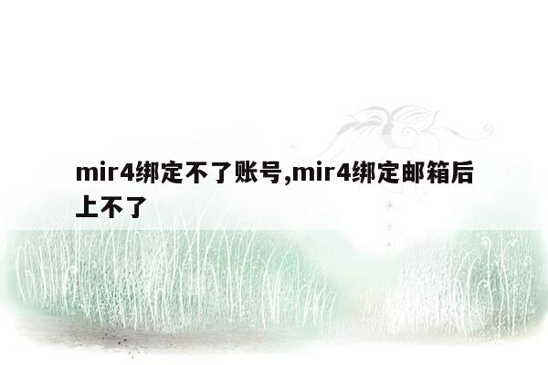 mir4绑定不了账号,mir4绑定邮箱后上不了