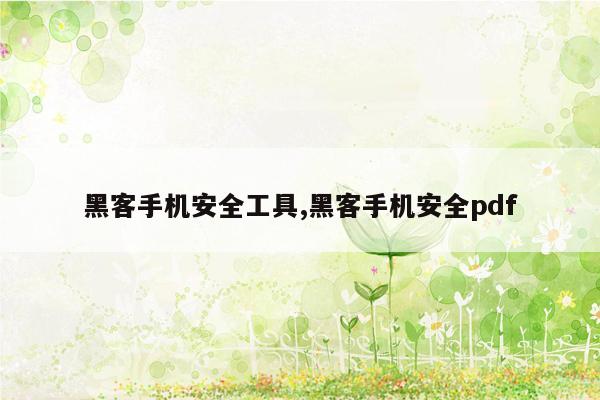 黑客手机安全工具,黑客手机安全pdf