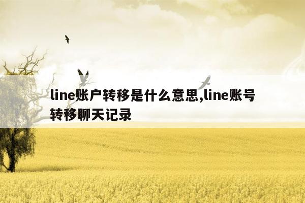 line账户转移是什么意思,line账号转移聊天记录