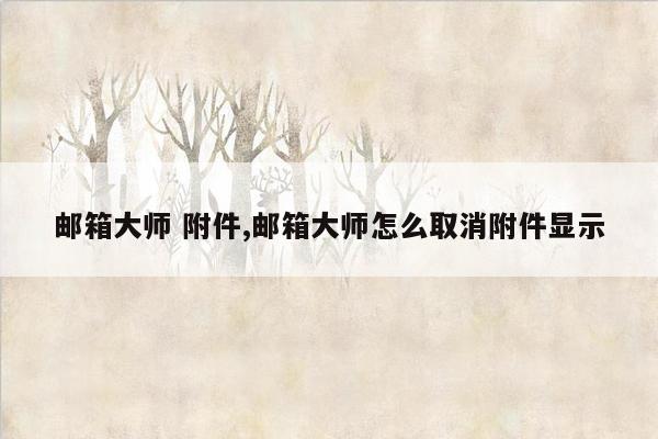 邮箱大师 附件,邮箱大师怎么取消附件显示