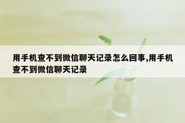 用手机查不到微信聊天记录怎么回事,用手机查不到微信聊天记录