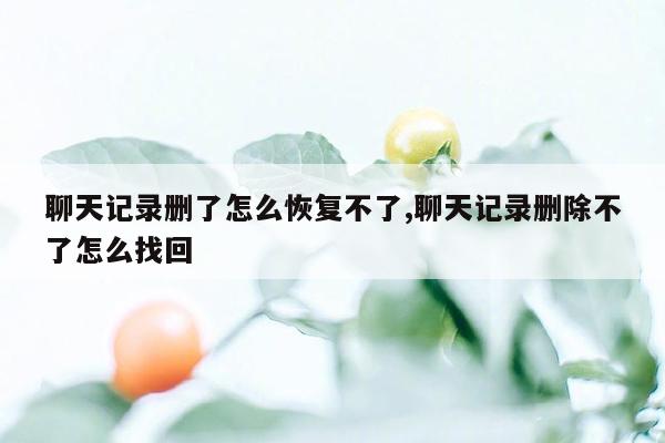 聊天记录删了怎么恢复不了,聊天记录删除不了怎么找回