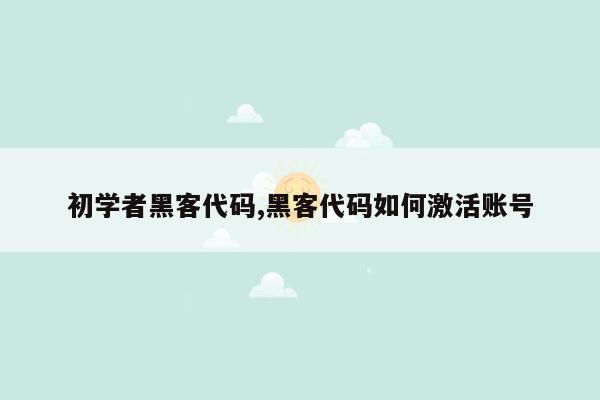 初学者黑客代码,黑客代码如何激活账号