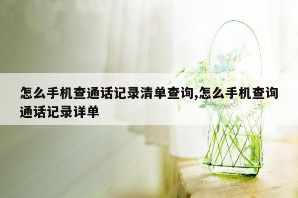 怎么手机查通话记录清单查询,怎么手机查询通话记录详单