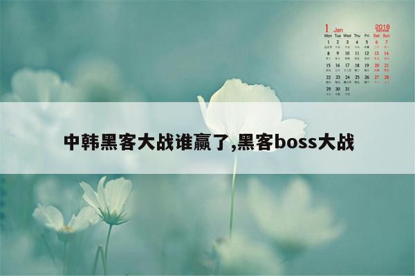 中韩黑客大战谁赢了,黑客boss大战