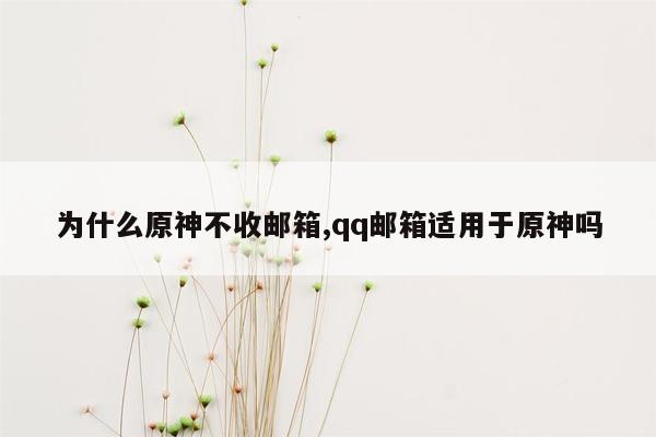 为什么原神不收邮箱,qq邮箱适用于原神吗