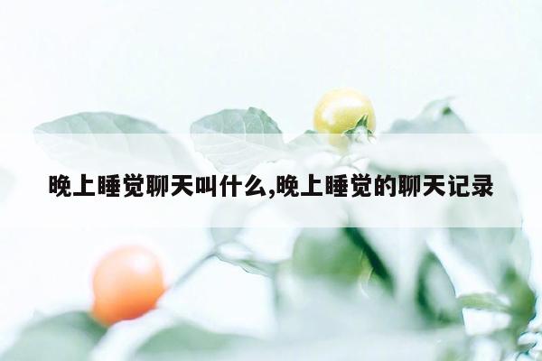 晚上睡觉聊天叫什么,晚上睡觉的聊天记录