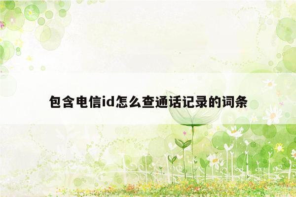 包含电信id怎么查通话记录的词条