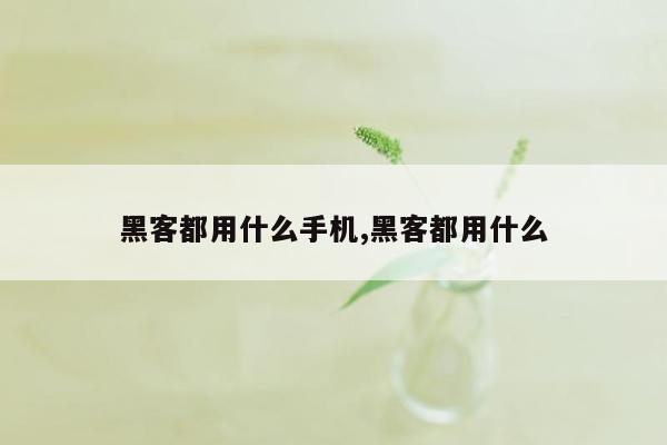 黑客都用什么手机,黑客都用什么