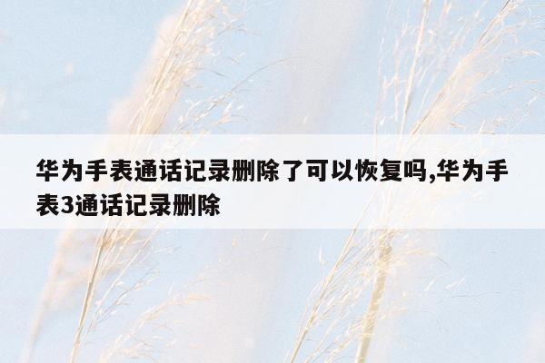 华为手表通话记录删除了可以恢复吗,华为手表3通话记录删除