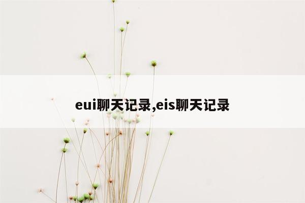 eui聊天记录,eis聊天记录