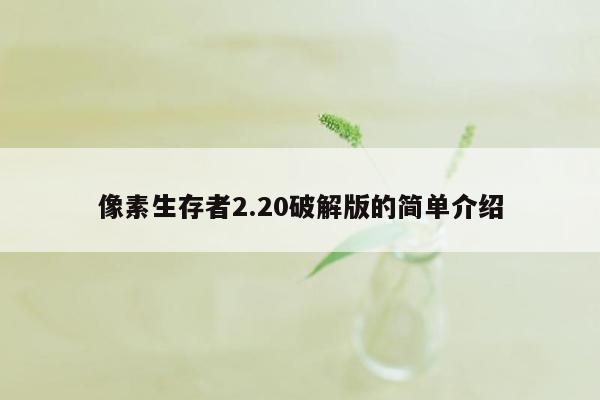 像素生存者2.20破解版的简单介绍