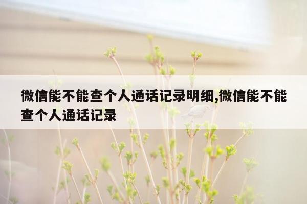 微信能不能查个人通话记录明细,微信能不能查个人通话记录