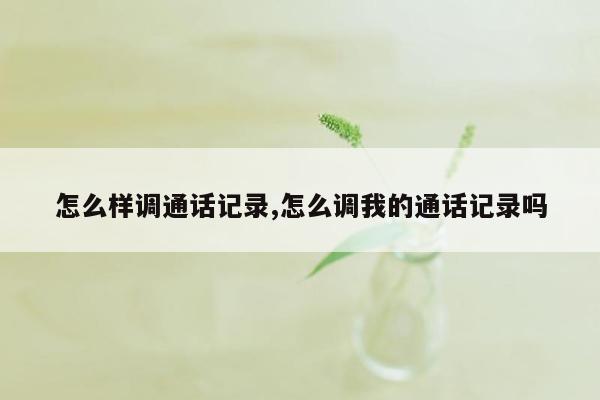 怎么样调通话记录,怎么调我的通话记录吗