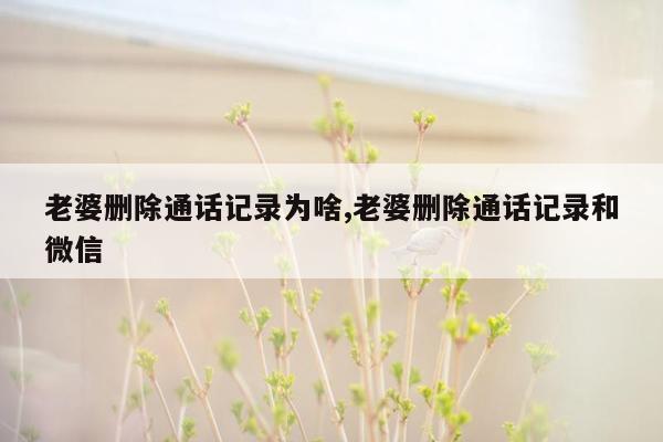 老婆删除通话记录为啥,老婆删除通话记录和微信