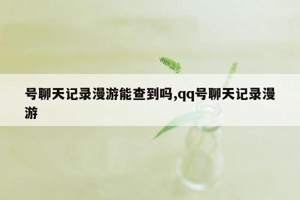 号聊天记录漫游能查到吗,qq号聊天记录漫游