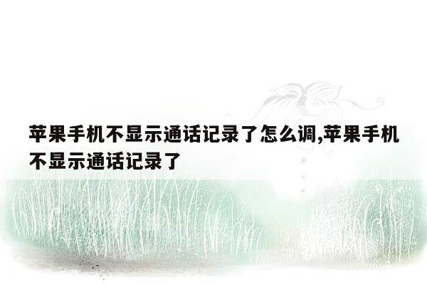 苹果手机不显示通话记录了怎么调,苹果手机不显示通话记录了