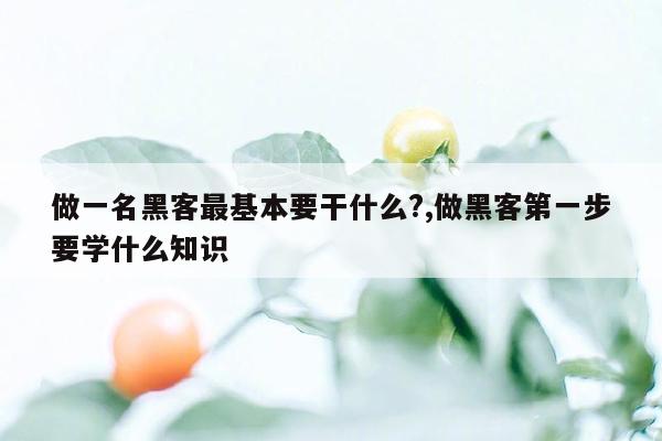 做一名黑客最基本要干什么?,做黑客第一步要学什么知识