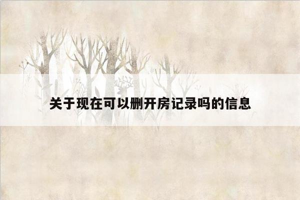 关于现在可以删开房记录吗的信息